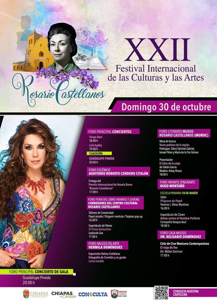 Domingo 30 de Octubre - Festival Internacional de las Culturas y Artes "Rosario Castellanos"