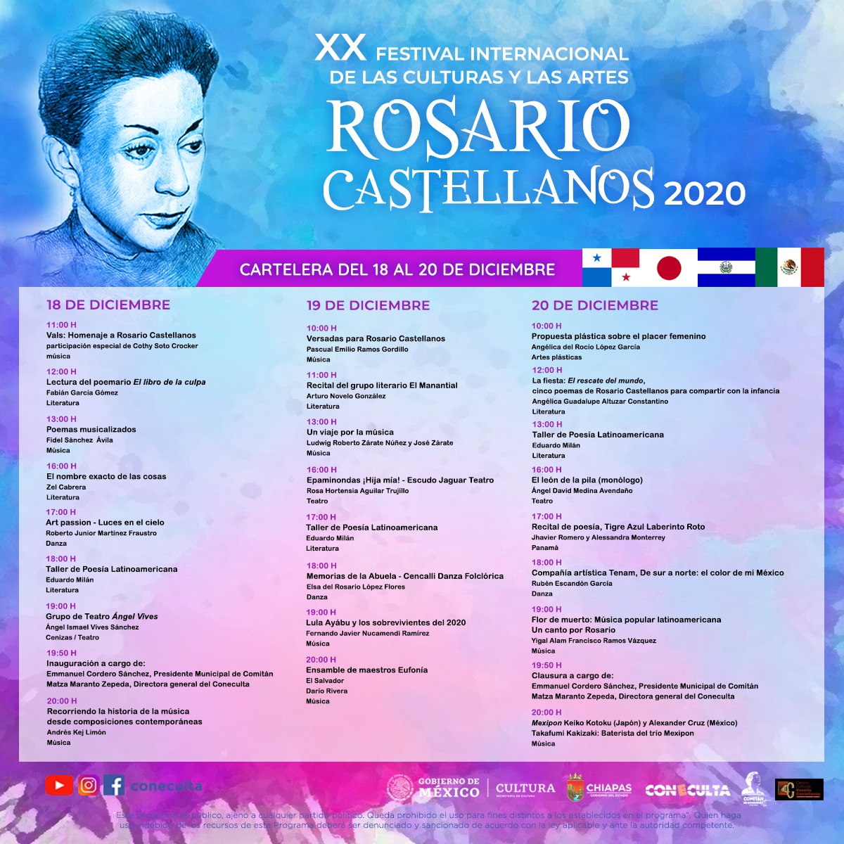 XX Festival Internacional de las Culturas y las Artes Rosario Castellanos 2020